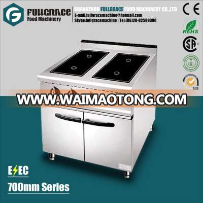 700mm free standing stainless steel 4 head commercial ceramic plate induction cooker with cabinet