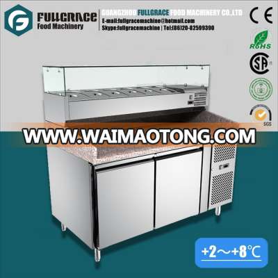 hot sale multifunctional 390L commercial refrigerator with refrigerated salad bar and marble pizza worktable